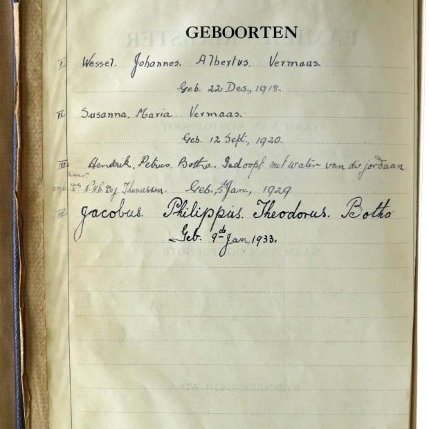 BOTHA Anthonie Christoffel en Aletta Geciena SAAYMAN gehuwd 9 Augusturs 1927