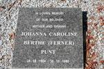 PUNT Johanna Caroline Berthe nee FERNER 1904-1980