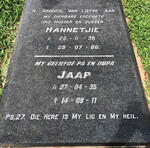 ? Jaap 1935-2011 & Hannetjie 1936-1986