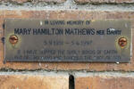 MATHEWS Mary Hamilton nee BARRY 1951-1997