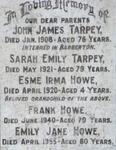 TARPEY John James -1908 & Sarah Emily -1921 :: HOWE Esme Irma -1920