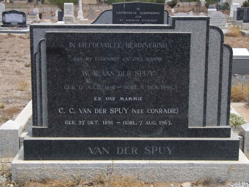 SPUY W.K., van der 1891-1955 & C.C. CONRADIE 1891-1963