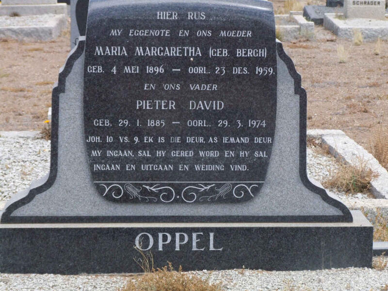 OPPEL Pieter David 1885-1974 & Maria Margaretha BERGH 1896-1959