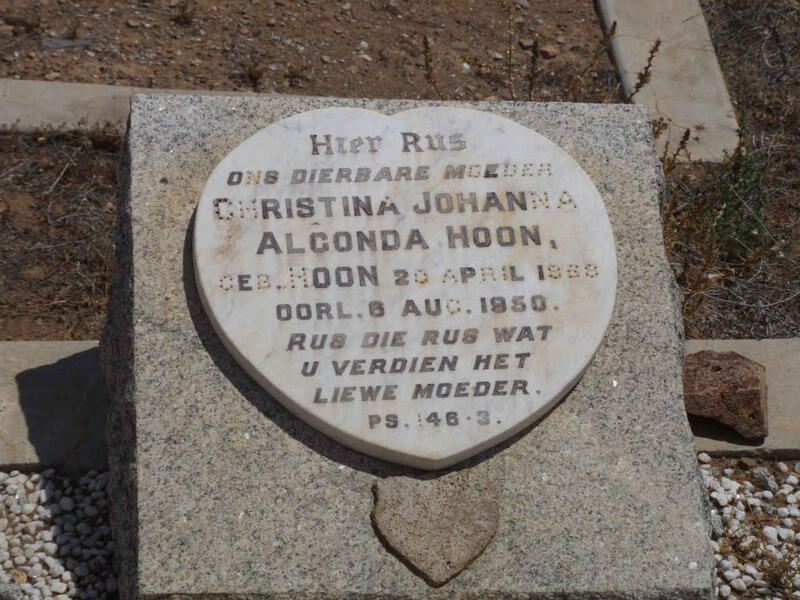 HOON Christina Johanna Algonda nee HOON 1858-1950