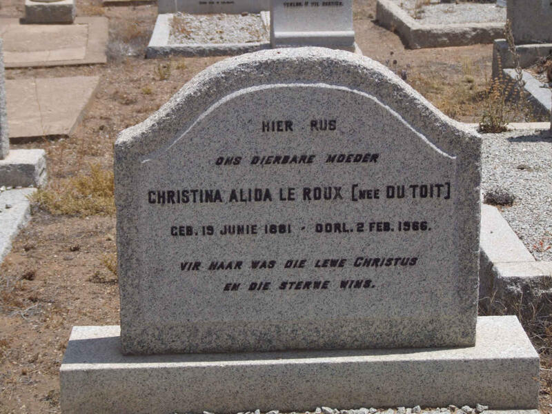 ROUX Christina Alida, le nee DU TOIT 1881-1966
