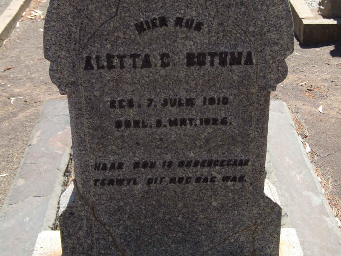 BOTHMA Aletta C. 1910-1925
