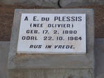 PLESSIS A.E., du nee OLIVIER 1880-1964