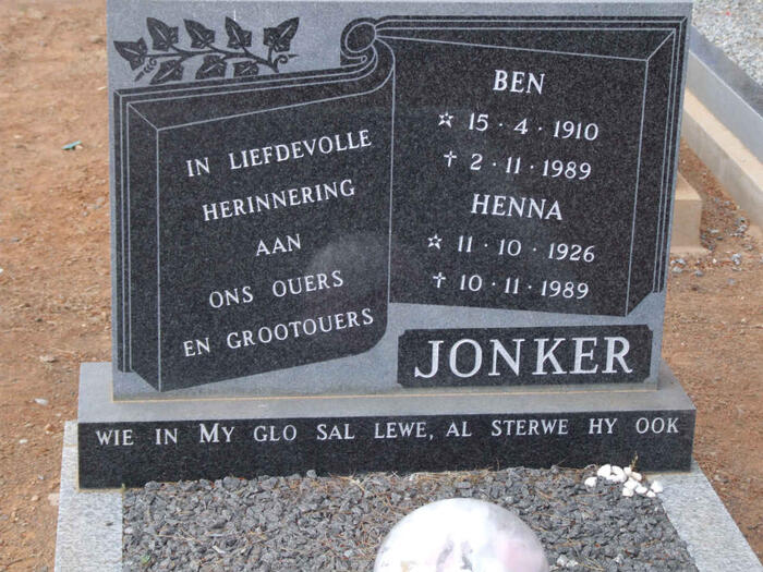 JONKER Ben 1910-1989 & Henna 1926-1989