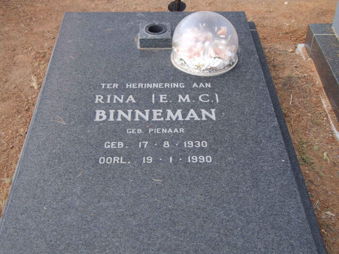 BINNEMAN E.M.C. nee PIENAAR 1930-1990