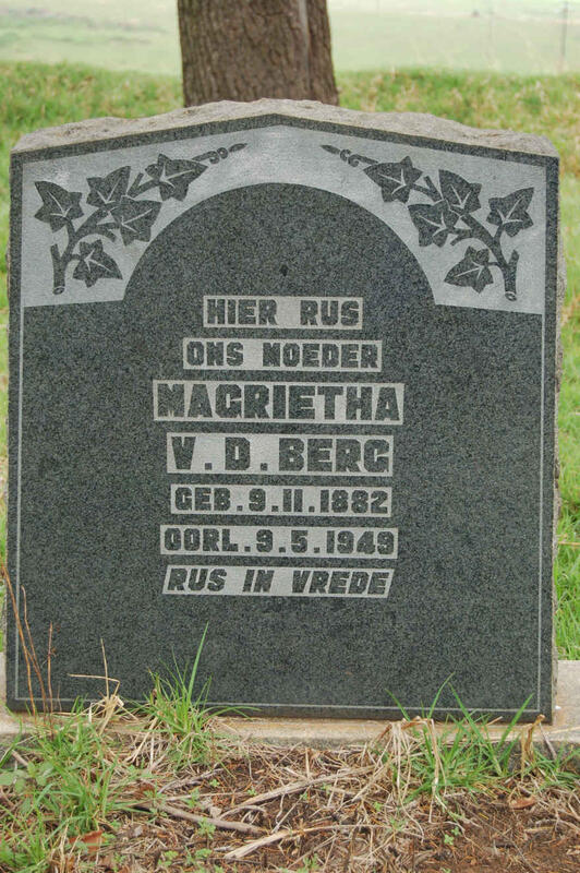 BERG Magrietha, v.d. 1882-1949