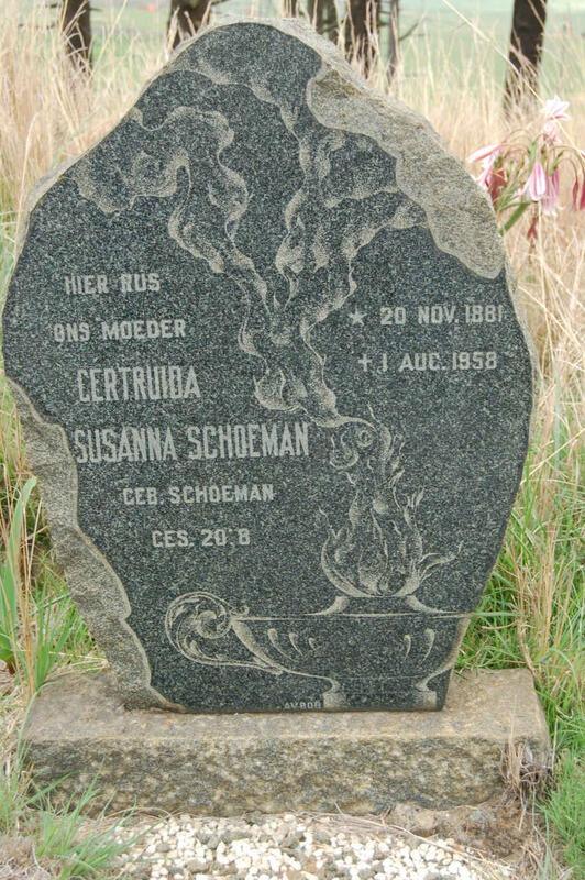 SCHOEMAN Gertruida Susanna nee SCHOEMAN 1881-1958