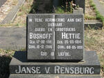 RENSBURG Boshoff, Janse v. 1911-1984 & Hettie 1914-1991