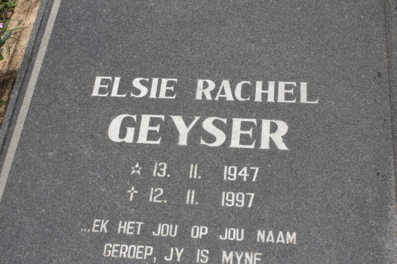 GEYSER Elsie Rachel 1947-1997