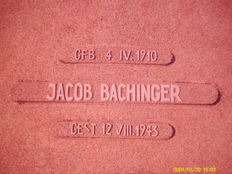 BACHINGER Jacob 1910-1943
