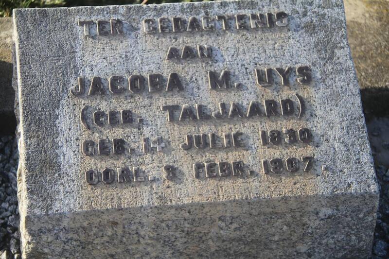 UYS Jacoba M. nee TALJAARD 1830-1907