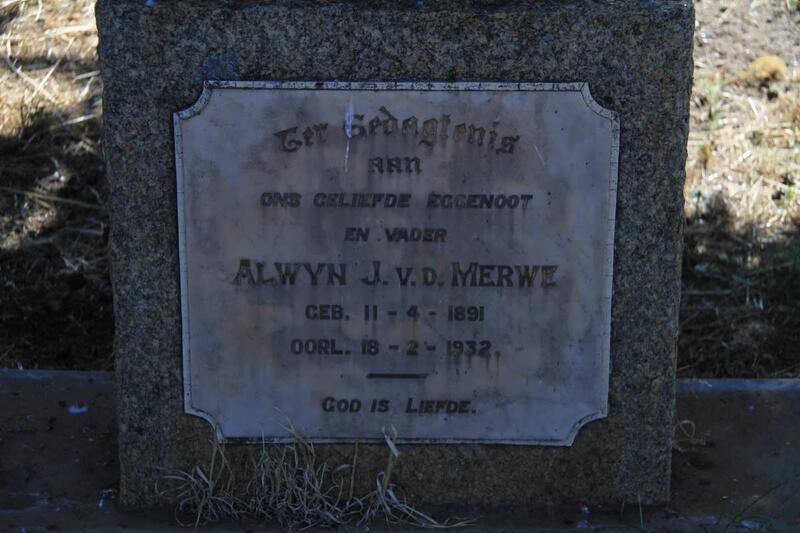 MERWE Alwyn J., v.d. 1891-1932