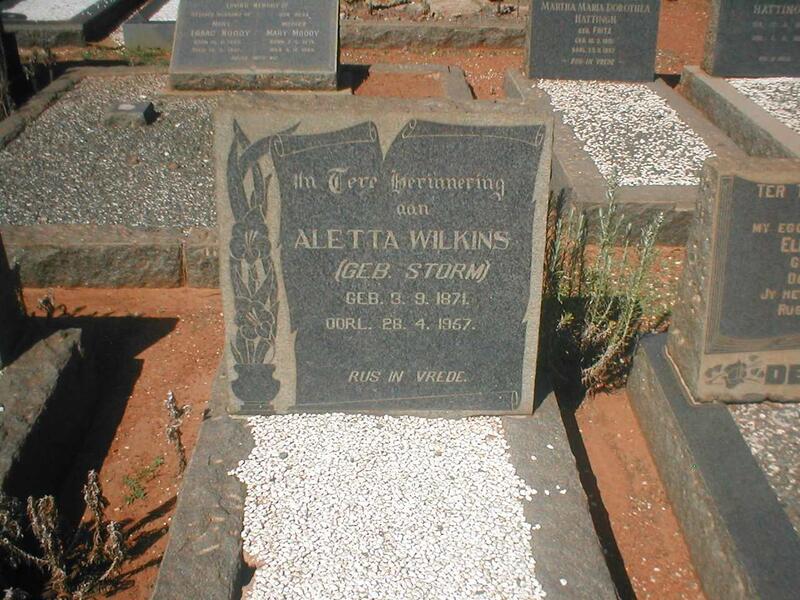 WILKINS Aletta nee STORM 1871-1957