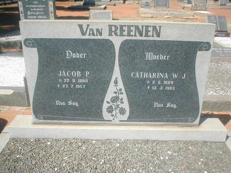 REENEN Jacob P., van 1880-1957 & Catharina W.J. 1889-1963