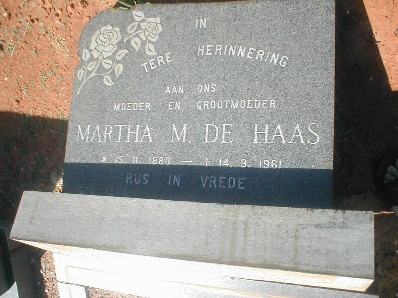 HAAS Martha M., de 1880-1961