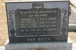 RHYN J.J.L., van 1895-1983 & Hester E. VAN ZYL 1908-1982