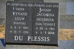 PLESSIS Wynand Louw, du 1910-1991 & Jacomina Hendrina VISAGIE 1913-2001