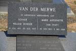 MERWE Schalk Willem Burger, van der 1915-1997 & Marie Antoinette SWART 1915-1988
