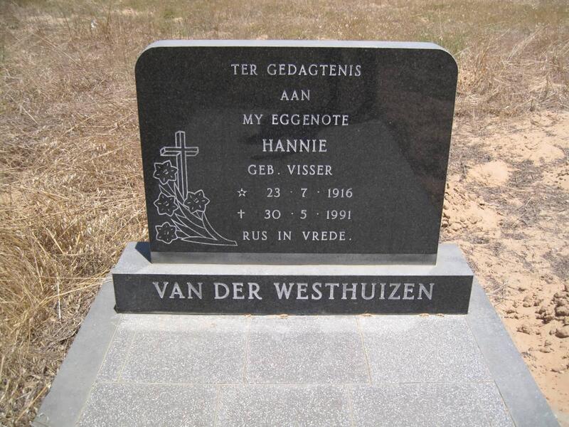 WESTHUIZEN Hannie, van der nee VISSER 1916-1991