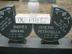 PREEZ Andries Adriaan, du 1911-1985 & Janetha Petronella 1914-1999