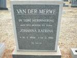 MERWE Johanna Katrina, van der 1906-1986