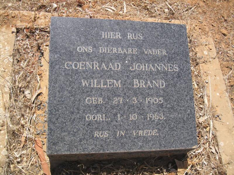 BRAND Coenraad Johannes Willem 1905-1963