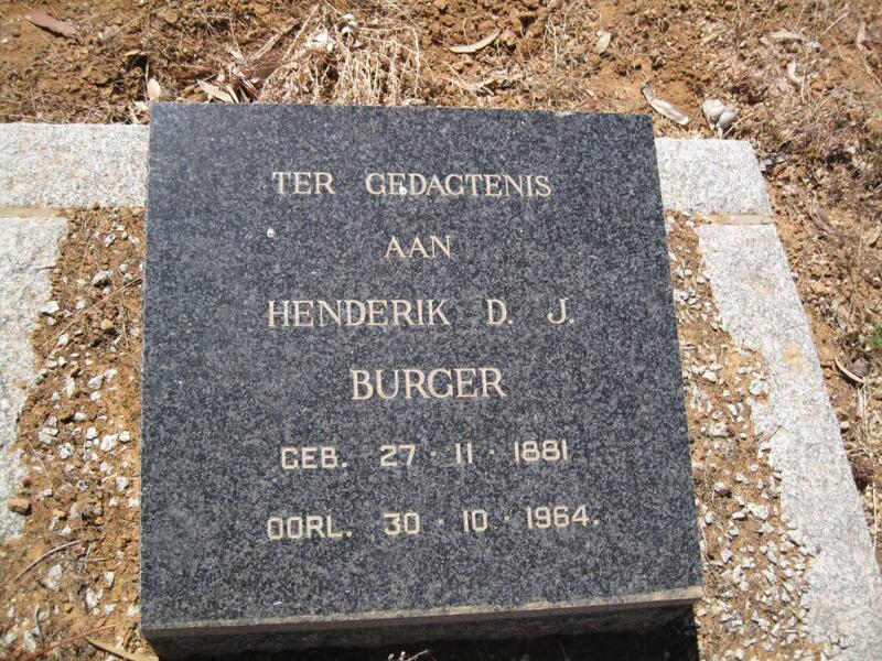 BURGER Henderik D.J. 1881-1964