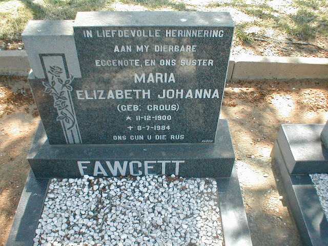 FAWCETT Maria Elizabeth Johanna geb. CROUS 1900-1984