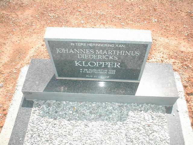 KLOPPER Johannes Marthinus Diedericks 1928-1985