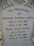 ZIJL Abraham Johannes, van 1836-1918 & Maria Alida DE VILLIERS 1841-1900