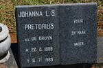 PRETORIUS Johanna L.S. nee DU BRUYN 1889-1985