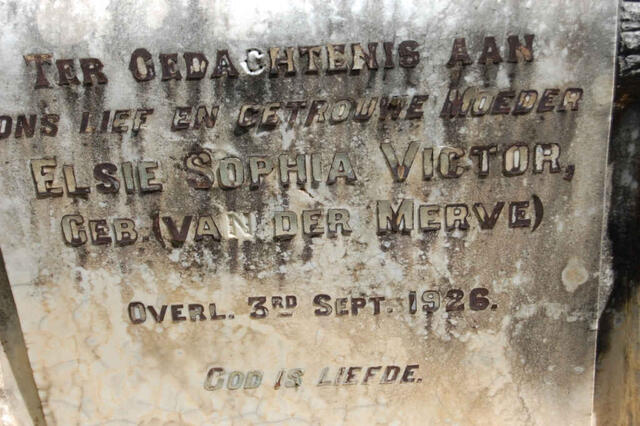 VICTOR Elsie Sophia nee VAN DER MERVE -1926