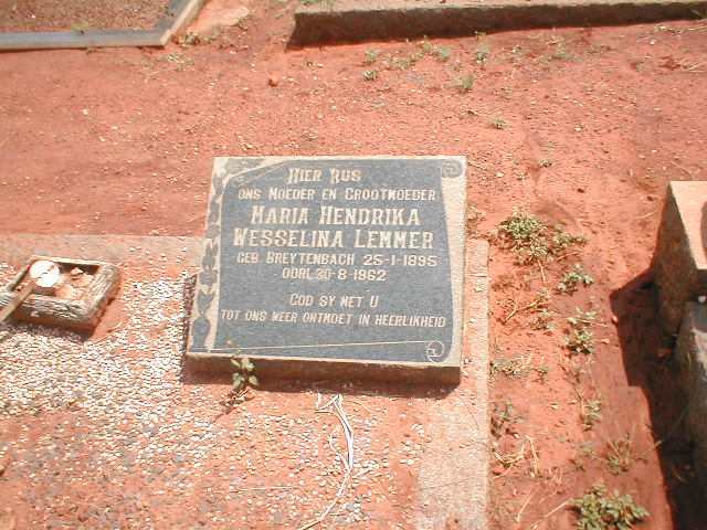 LEMMER Maria Hendrika Wesselina nee BREYTENBACH 1895-1962