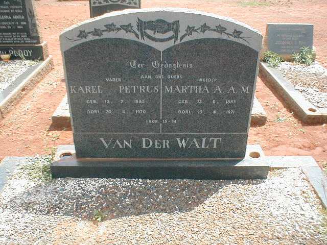 WALT Karel Petrus, van der 1865-1970 & Martha A A M 1883-1971