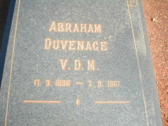 DUVENAGE Abraham V.D.M. 1896-1967