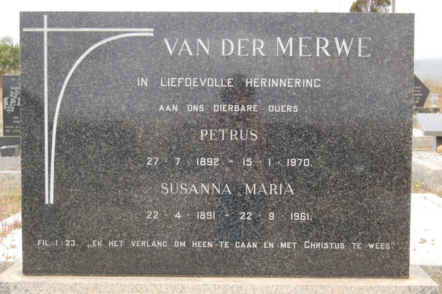 MERWE Petrus, van der 1892-1970 & Susanna Maria 1891-1961