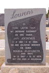 LOURENS Jan Jochemus 1901-1966 & Maria Elizabeth SMIT 1907-1974