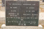 FICK Philippus Petrus 1906-1971 & Hester C.M. DE KOCK 1912-1986