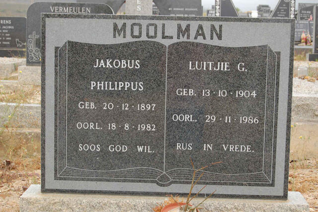 MOOLMAN Jakobus Philippus 1897-1982 & Luitjie G. 1904-1986