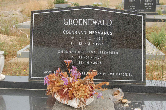 GROENEWALD Coenraad Hermanus 1913-1992 & Johanna Christina Elizabeth 1924-2008