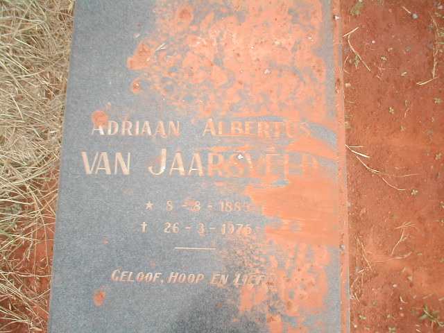 JAARSVELD Adriaan Albertus, van 1880-1976