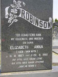 ROBINSON Elizabeth Anna nee VAN WYK 1907-1982