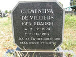 VILLIERS Clementina, de nee KRAUSE 1924-1987