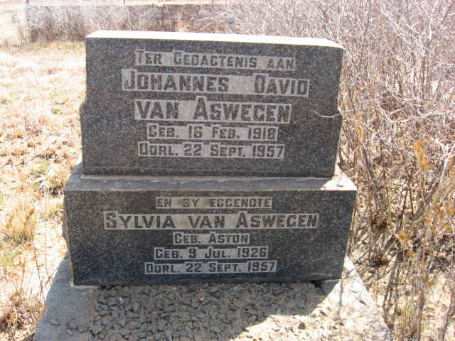 ASWEGEN Johannes David, van 1918-1957 & Sylvia ASTON 1926-1957