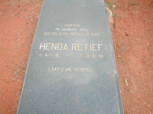 RETIEF Henda 1945 - 1996
