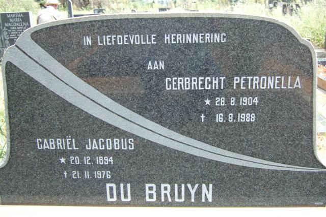 BRUYN Gabriel Jacobus. du 1894-1976 & Gerbrecht Petronella 1904-1988